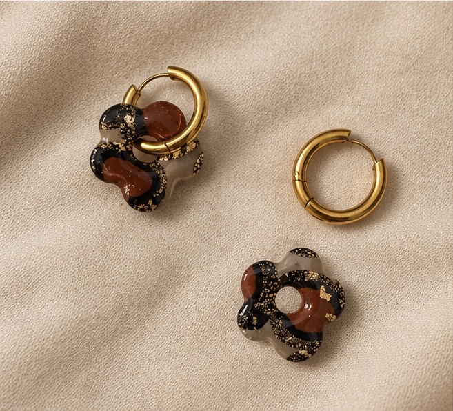 Créoles fleur amovible - bijou artisanal Tipoïa Bijoux