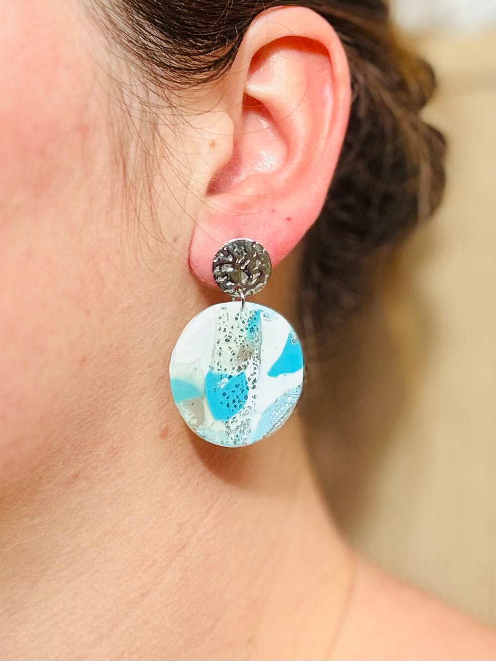 Boucles d'oreilles 'Runa Argenté' — bijou artisanal Tipoïa Bijoux