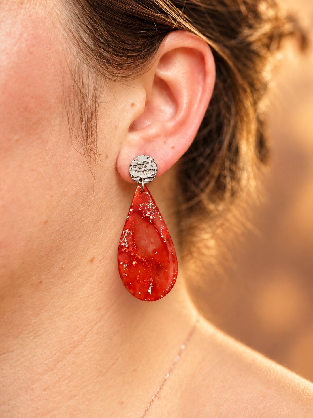 Boucles d'oreilles goutte - vue 4 - bijou artisanal Tipoïa Bijoux