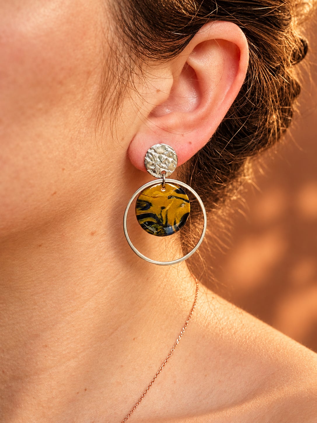 Boucles d'oreilles 'Loya Argenté' - bijou artisanal Tipoïa Bijoux