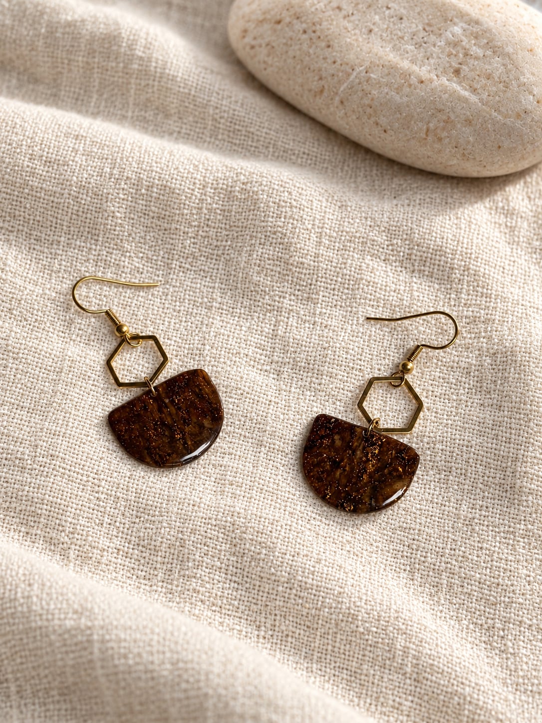 Boucles d'oreilles 'Lyra Oxa' - vue 2 - bijou artisanal Tipoïa Bijoux