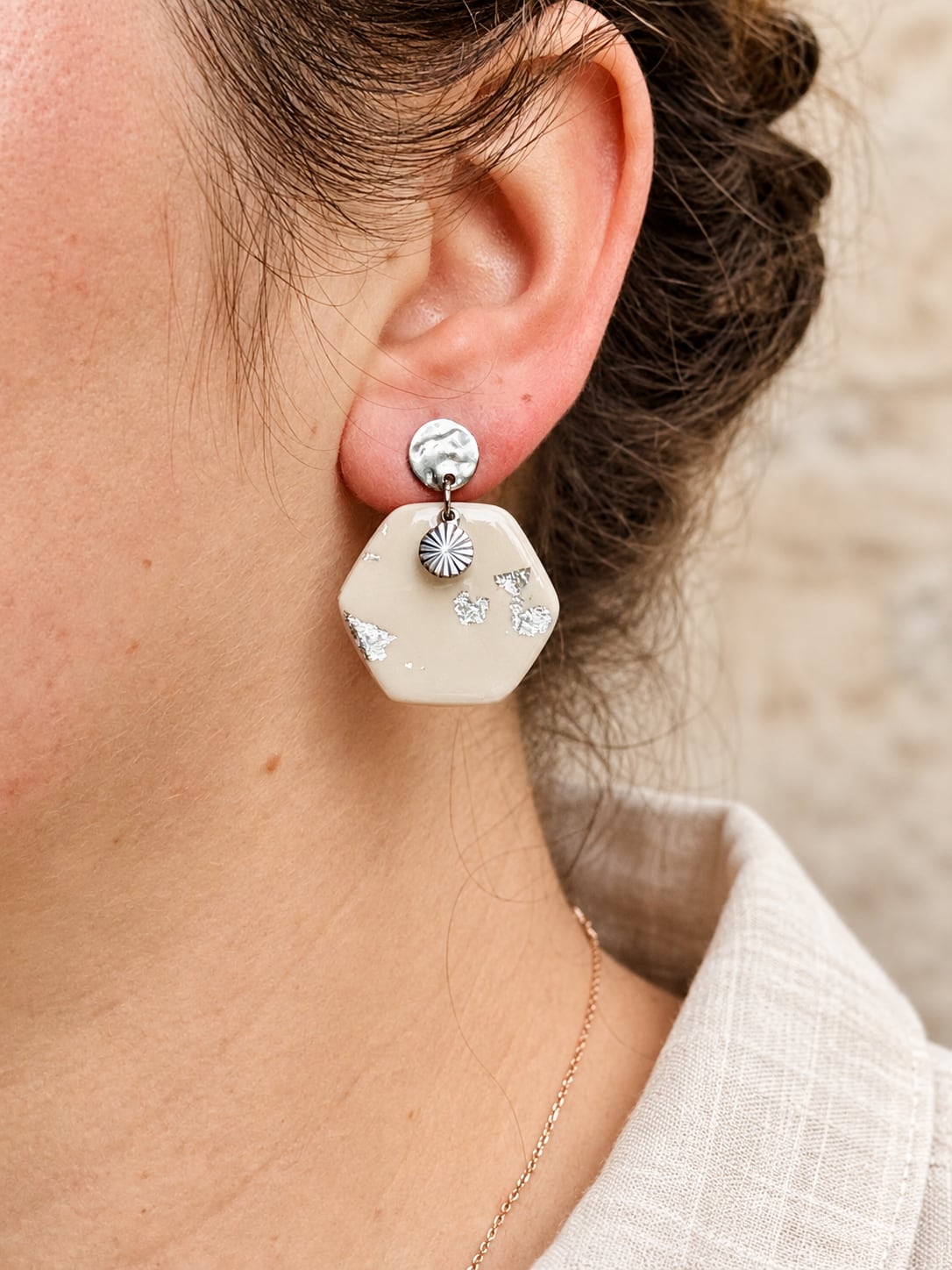 Boucles d'oreilles 'Oxa Argenté' - bijou artisanal Tipoïa Bijoux