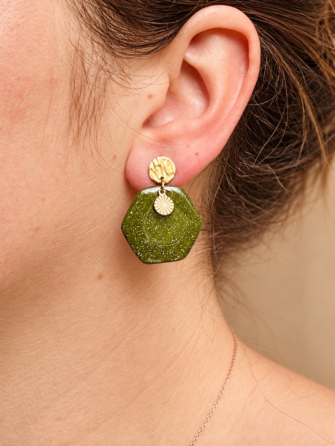 Boucles d'oreilles 'Oxa Dorée' - bijou artisanal Tipoïa Bijoux