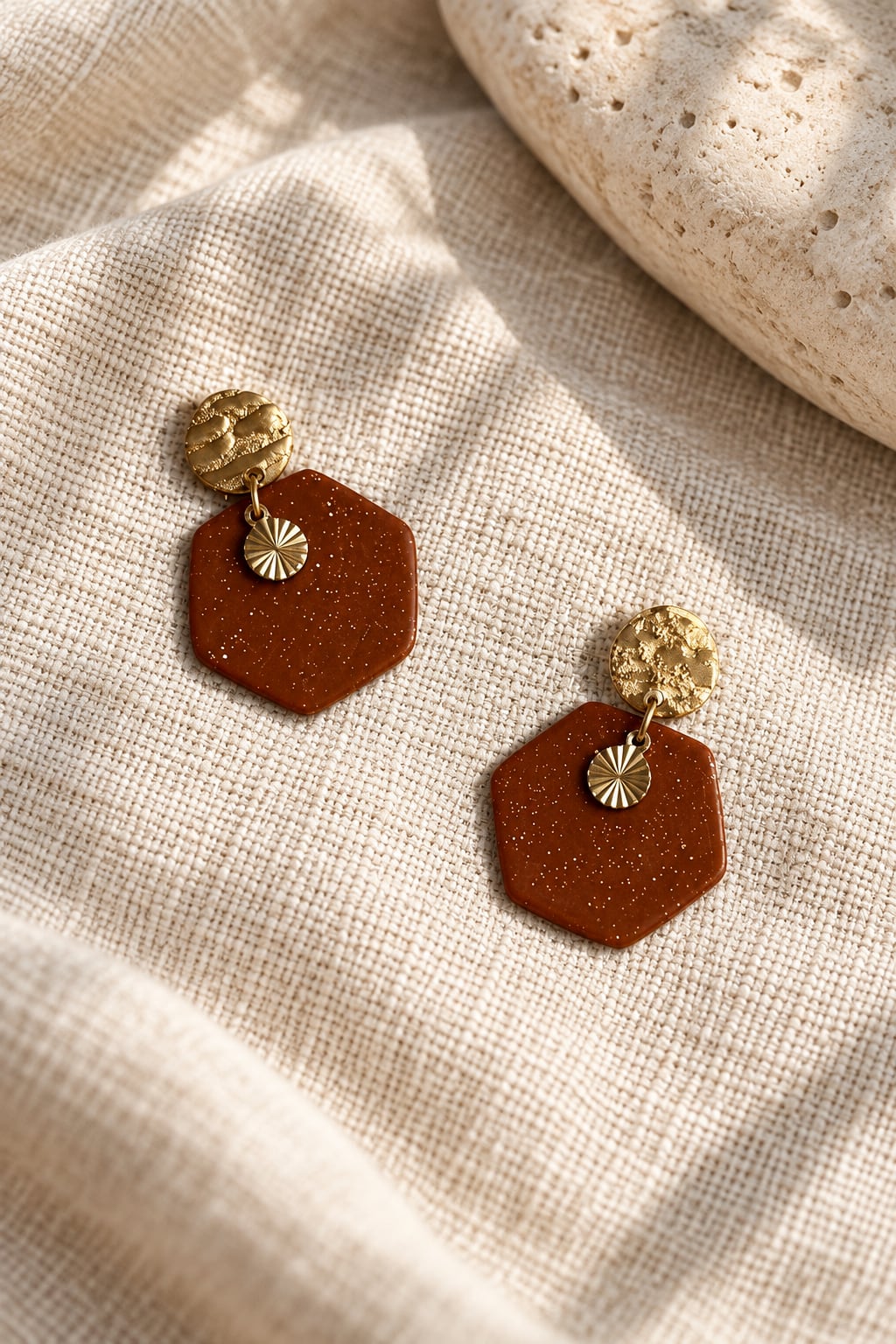 Boucles d'oreilles 'Oxa Dorée' - vue 4 - bijou artisanal Tipoïa Bijoux