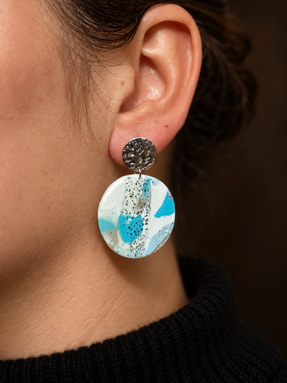 Boucles d'oreilles 'Runa Argenté' - bijou artisanal Tipoïa Bijoux