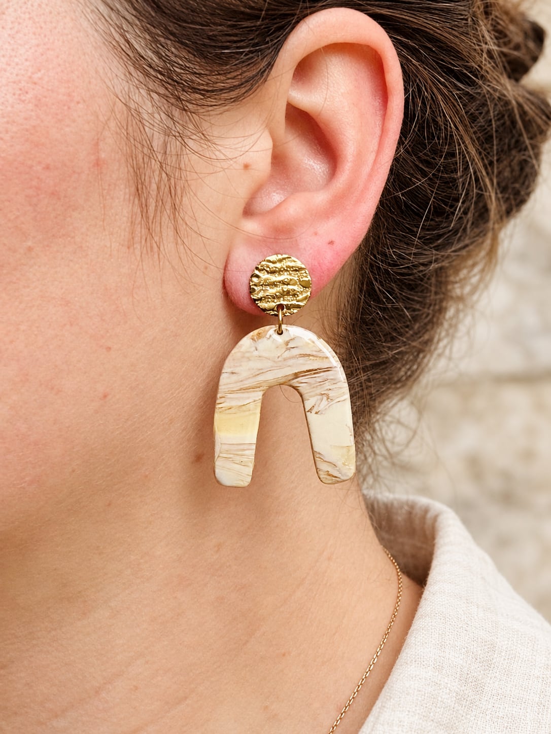 Boucles d'oreilles 'Taya Dorée' - bijou artisanal Tipoïa Bijoux